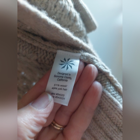 Athleta Saturday Wool & Yak Hair Open Chunky knit Cardigan Tan S - Picture 5 of 8